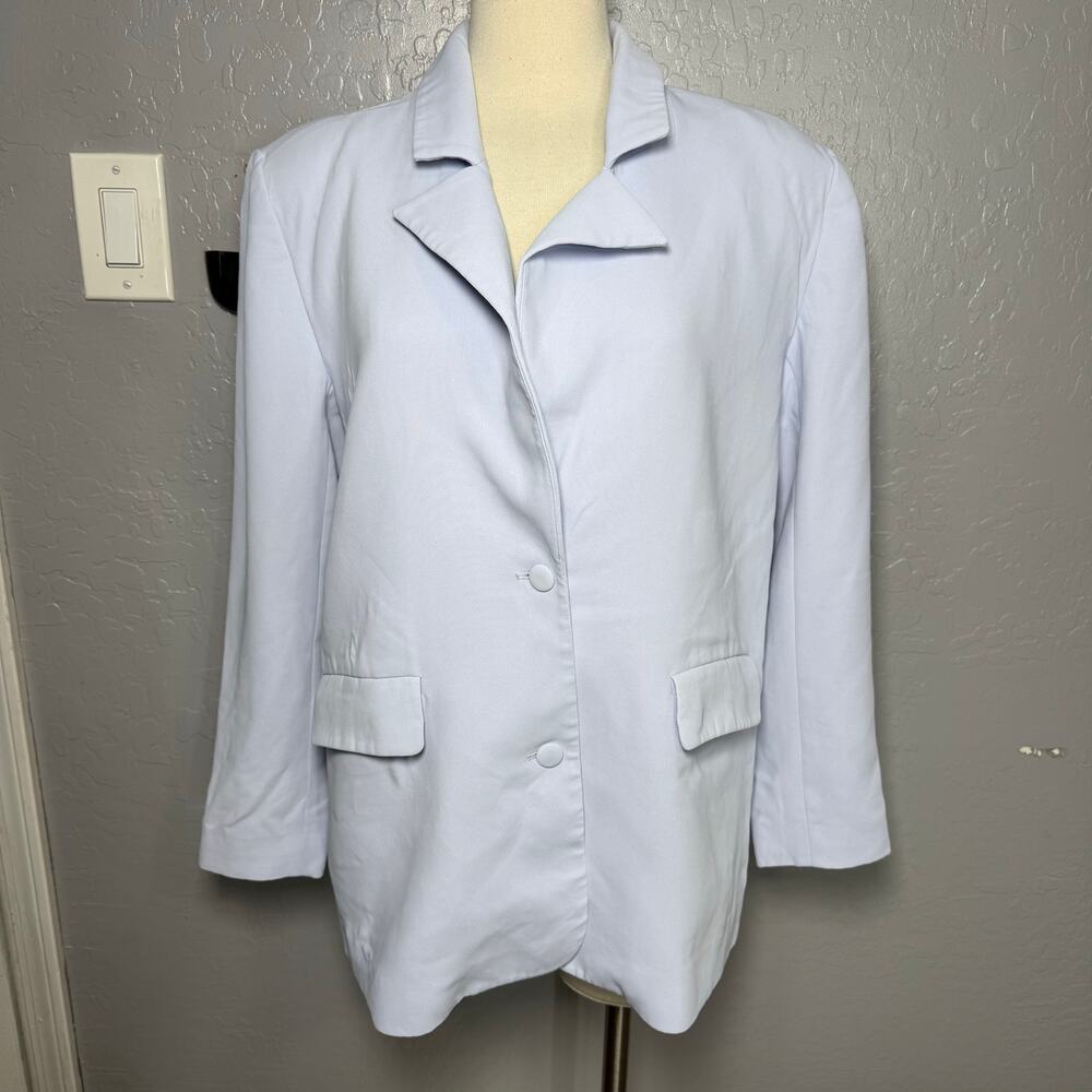 Good American Pastel Blue Single Breasted Blazer Jacket Covered Buttons, S/M